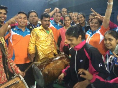 Saina posts pic of India's celebration after reaching Uber semis 